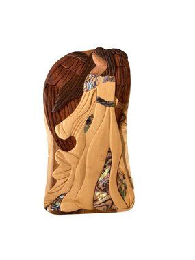 Carver Dan’s Guardian Angel Wooden And Abalone Secret Wood Puzzle Trinket Box